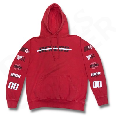 Reckless Racing Hoodie Men's Medium Red Graphic Cars RCKLSS Sweatshirt