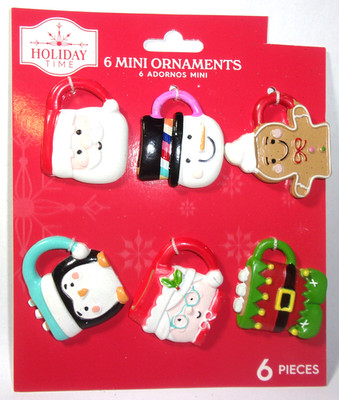 6) character cocoa mug ornament Mr Mrs Claus snowman elf penguin gingerbread man
