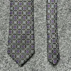 Hickey Freeman Geometric Squares 100% Silk Neck Tie Men's 60"