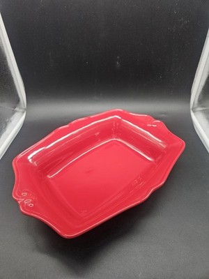 Princess House Pavillion Stoneware Red Rectangular Baker 16 1/4  X 12  #1493
