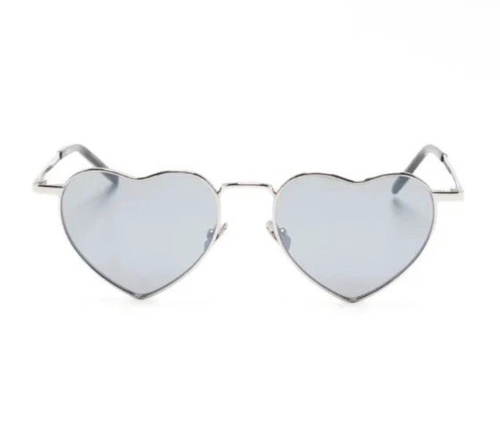Saint Laurent SL301 LouLou montatura argento a forma di cuore lenti argento 52 17 145