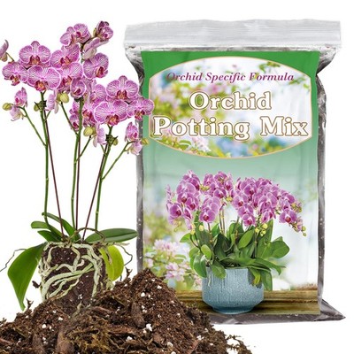 Orchid Potting Mix for Repotting, Mixture of Moss Pine Bark Coco Peat and Per...