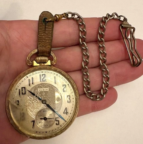 Working Antique Elgin Keystone Victory 10K Rolled Gold Plate 17J Pocket Watch NR
