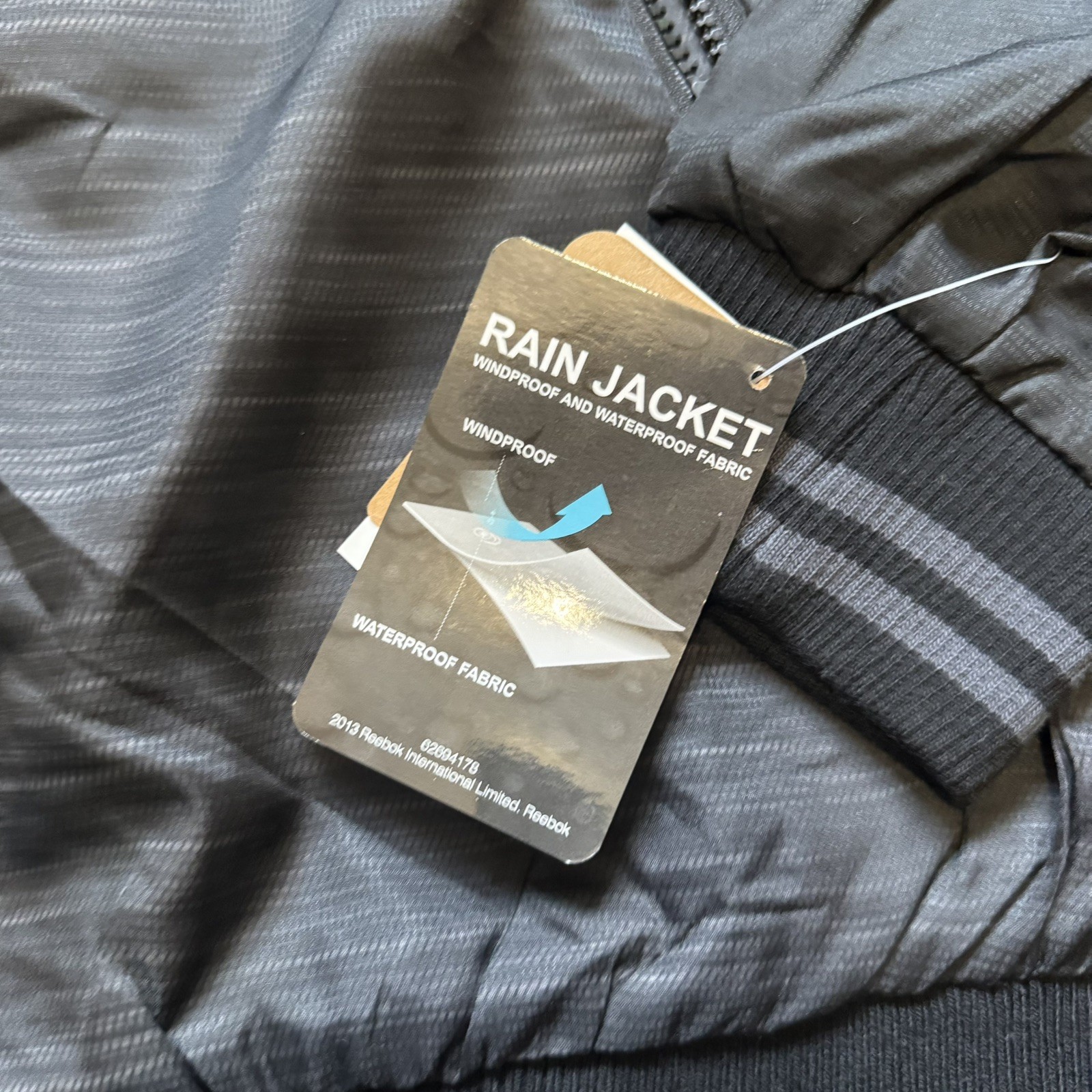 Reebok Black Rain Full Zip Hooded Jacket Mens Size Large OMRB449R $150 thumbnail 5