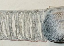 15 Yards 12" 30 cm Decorative SILVER METALLIC FRINGE for Costumes Clothing, etc