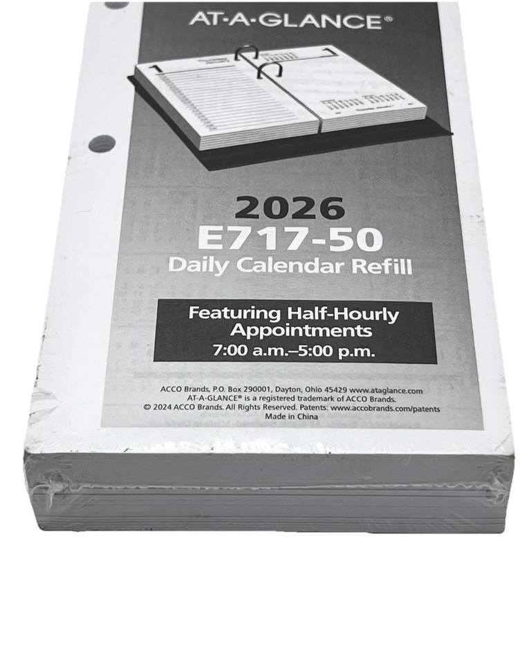 2026 at a glance e717 50 loose leaf daily calendar refill 3 1 2 6