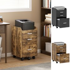 3 Drawer Filing Cabinet, Mobile File Cabinet with Hanging Bars