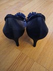 Nina Satin Mesh slides Open Toe Pleated Ribbon 4.25" Heels Pumps Shoes Navy 91/2 — photo 3