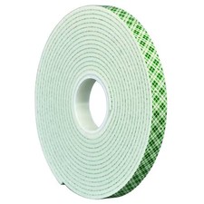 3M 4008 Double-Sided Foam Tape, 1/2 In W, 5 Yd L, 1/8 In, Polyurethane Foam,
