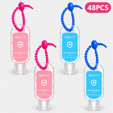 48 Pack Hand Sanitizer Gel 30ml Travel Size Keychain Pink Blue Assorted Bulk Lot