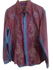 Robert Graham Mens Button Front Long Sleeve Shirt Size Medium