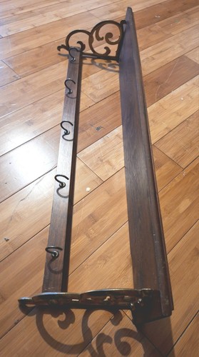 2 Vintage Teller/5 Haken Becher Holzregale mit goldfarbenen Metallwirbel Klammern 30" "LESEN" - Bild 22 von 24