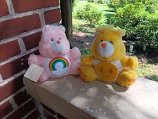 VINTAGE 1984 AMERICAN GREETINGS CARE BEAR PLUSH COIN BANKS CHEER & FUNSHINE