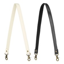 2Pcs 23.6" Leather Purse Strap with Bronze Lobster Buckles, Black/Beige