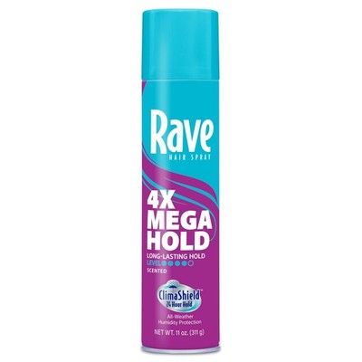 Rave 4X Mega Long-Lasting Firm Hold Scented Hair 11 Ounce (Pack of 1), Blue 