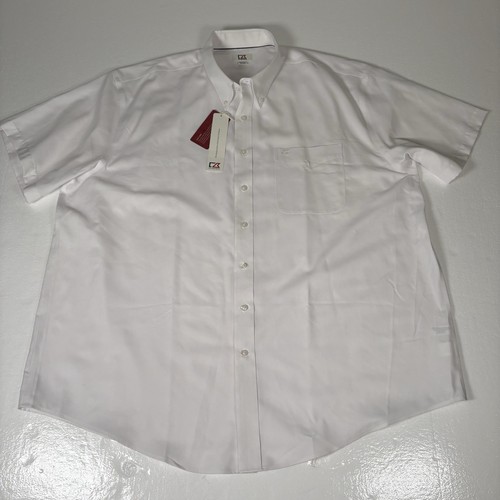 Camisa de sarga fina Cutter & Buck para hombre 3XB blanca con botones manga corta nueva con etiquetas - Imagen 1 de 12