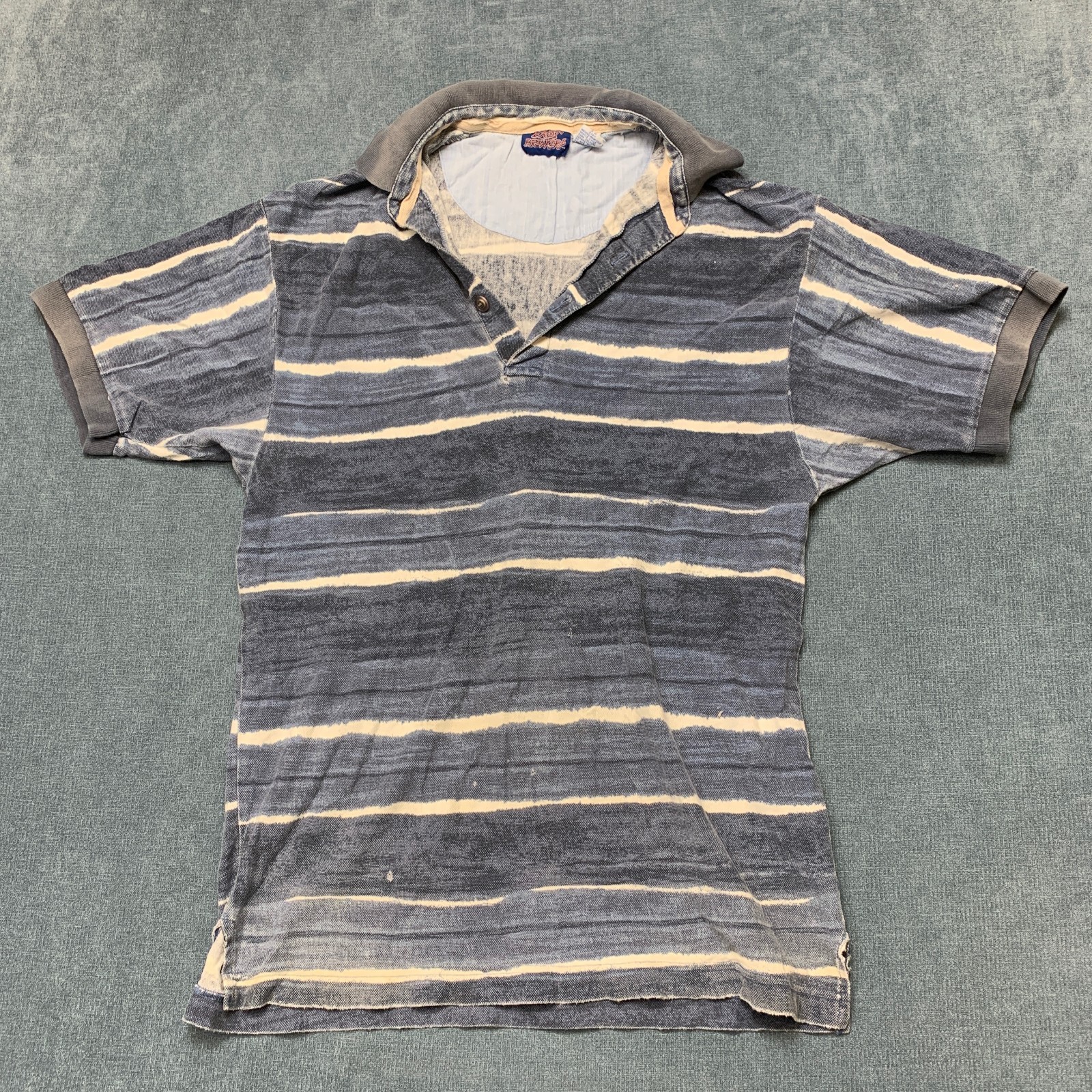 Vintage Fast Breakers Polo Shirt Men Medium Multicolor Striped Golf Performance