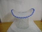 FENTON DAISY & FERN LARGE TOP HAT VASE, RUFFLED TOP, COBALT BLUE CREST
