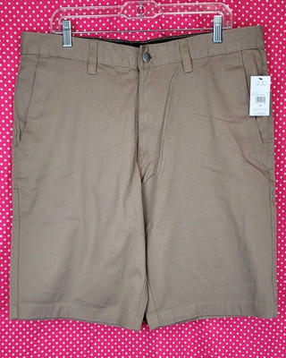 NWT Volcom Men's Vmonty Stretch 22 Chino Short Khaki Sz 36 W36.5'' L10''