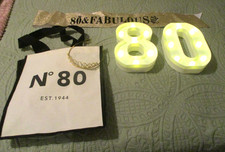 80th Birthday Decor Sash Tiara 8  0 Battery Operated Light Canvas Bag Pre-owned
