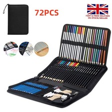 72PCS Professional Artist Pencils Set Drawing Sketching Colouring Art Kit Adult
