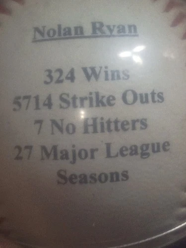 Nolan Ryan Autographed Original Baseball with Career Stats and #34