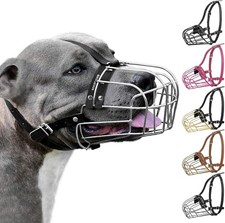 Pitbull Dog Muzzle Metal Mask Amstaff Wire Basket Pit Bull Adjustable Leather