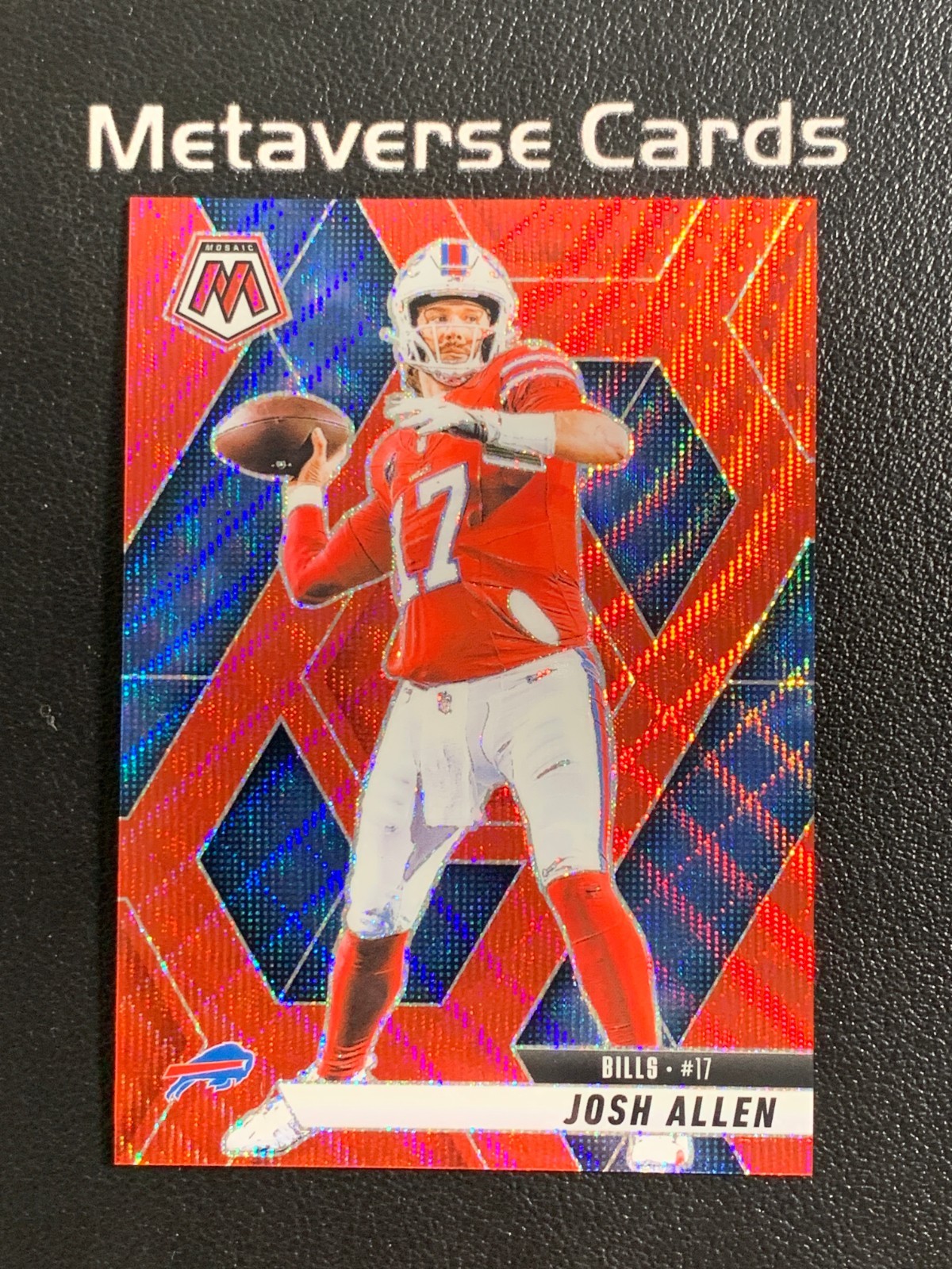 2025 Panini Mosaic Base Set Red Wave Prizm #150 Josh Allen 07/27 Buffalo Bills