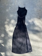 Vintage 90s Dave  Johnny Black Maxi Dress Rhinestone Elegant Sz 12 NEW WITH TAG