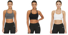 Puma Women  s Sports Bra Set 3 Colors Black White Gray Large Racerback Wire-Free