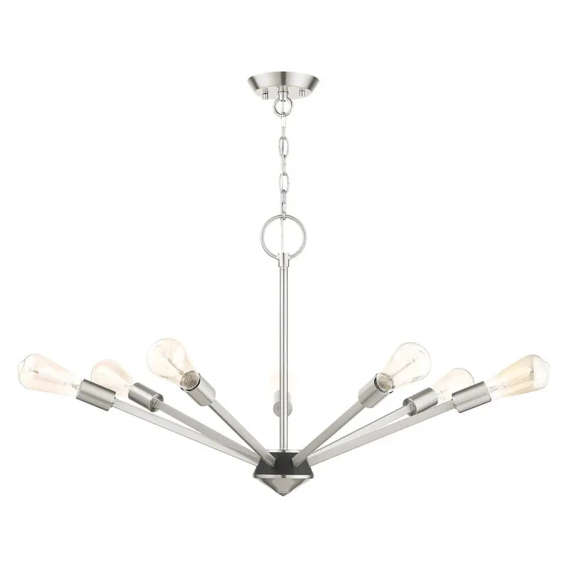 Lámpara de araña Livex Lighting de níquel cepillado de 7 luces, 45837-91 - níquel cepillado 27,6 Foto 2 de 4