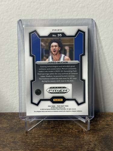 Jared McCain #35 2024 Panini Prizm Draft Picks Purple Wave Prizm RC Duke - Picture 2 of 2