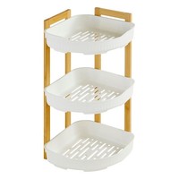 Regal Wandregal Standregal Weiß Braun Bambus Kunststoff Badezimmer 29X22X45Cm