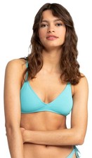 Roxy Solid Beach Classics Athletic Triangle Bikini Top - Maui Blue - New