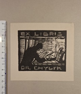Ex Libris für „Dr. Chyl`k Motiv: Mann Buch lesend im Kerzenschein" sehr gut
