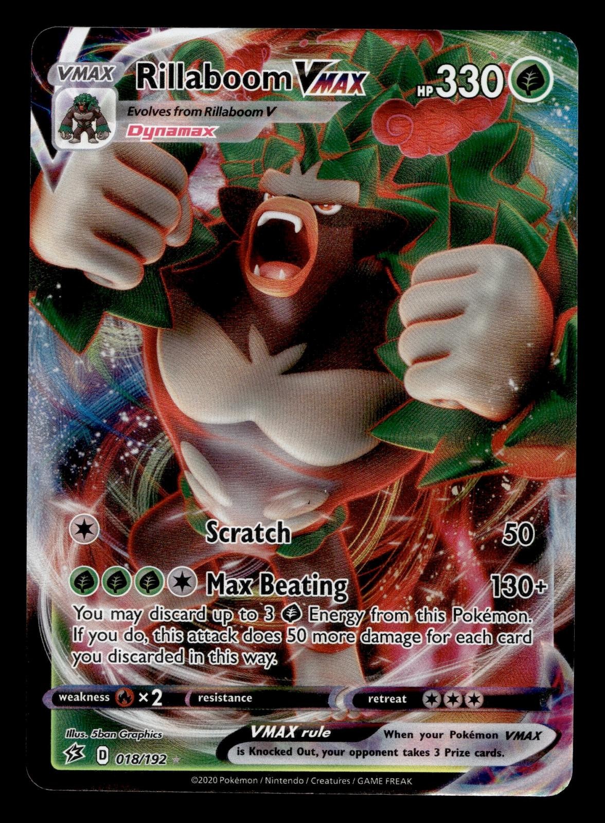 Rillaboom VMAX 018/192 Rebel Clash Pokemon Holo NM