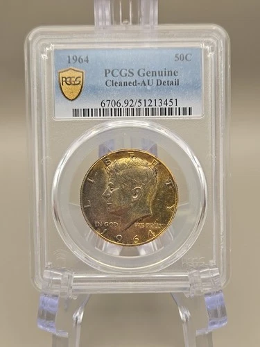 1964 50C Kennedy Silver Half Dollar PCGS  Genuine Cleaned AU-Details