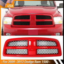 For 2009-12 Dodge Ram 1500 Flame Red Black Honeycomb Mesh Front Bumper Grille