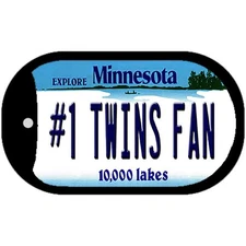 Number 1 Twins Fan Novelty Metal Dog Tag Necklace 2" x 1"