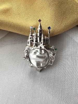Luxury Keshi Pearl Brooch / Pendant   Large Silver Blue South Sea Pearl  