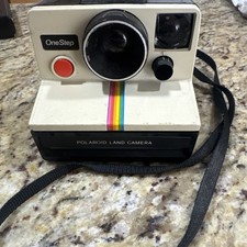 Vintage 70s Camera Polaroid One Step Rainbow Stripe Land Camera Tan Untested Cp