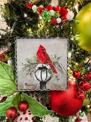 The Round Top Collection Mini Gallery Cardinal on Lamp Post Print 6x6x1