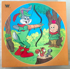 1982 New Whitman Bugs Bunny Elmer Fudd Looney Tunes Round Puzzle Jigsaw 125 VTG