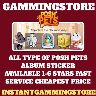 Mono_poly Go Stickers Sticker Posh Pets album 1-6 Stars Cheap Price
