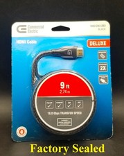Commercial Electric Deluxe HDMI Cable 9 ft. 1002 233 263 Black 18.0 Gbps  Speed