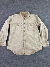 Carhartt Chore Shirt Acid Wash Canvas Union Made USA Vintage Large/XL Tan Heavy