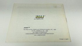 JOUST -- NES Nintendo Original Instruction Manual Booklet Only