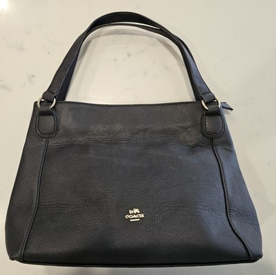 COACH Black Pebbled Leather Tote Shoulder Bag