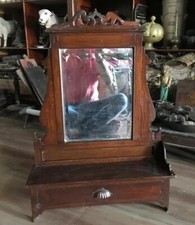 Vintage Old Teak Wood Belgium Glass Made Beautiful Dressing Mirror Frame
