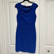 Adrianna Papell Sz 6 Tiered Cocktail Dress Blue Sleeveless EUC